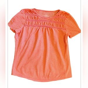 2/$30 Talbot’s Ladies’ size M Striped Orange top with smocked detail at yoke